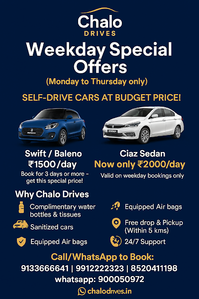 24/7 Self drive car rental Chalodrives vizag rental in Chinnamusidivada